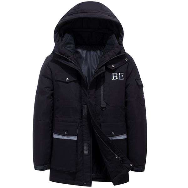 

2019 new winter men's down jacket stylish male down coat thick warm man clothing brand men's apparel warm parka 1909, Black