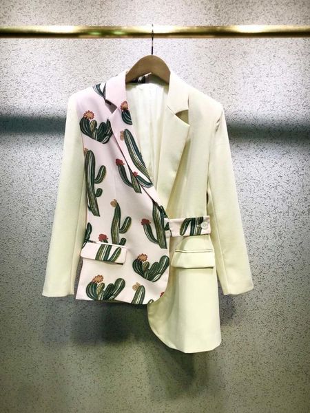 

2019 autumn new women prints patchwork blazer coat ddxgz2 7.09, White;black