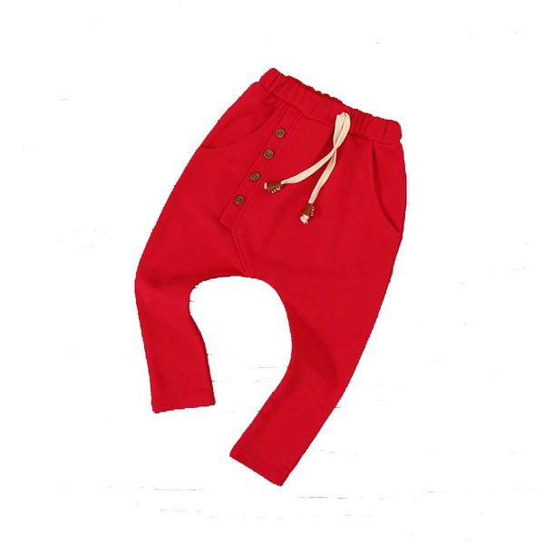 

kids autumn clothes girls trousers children pants for baby boys harem pants solid colors red blue grey green buttons