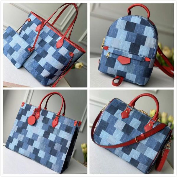 

2020 designer luxury handbags purses denim with red genuine leather totes crossbody bag brand ladies shoulder bags ing