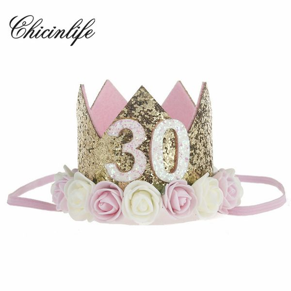 

chicinlife 1pcs тридцатого возраста день рождения цветок корона adult партия hat оголовье корона hairband поставка украшения свадьбы