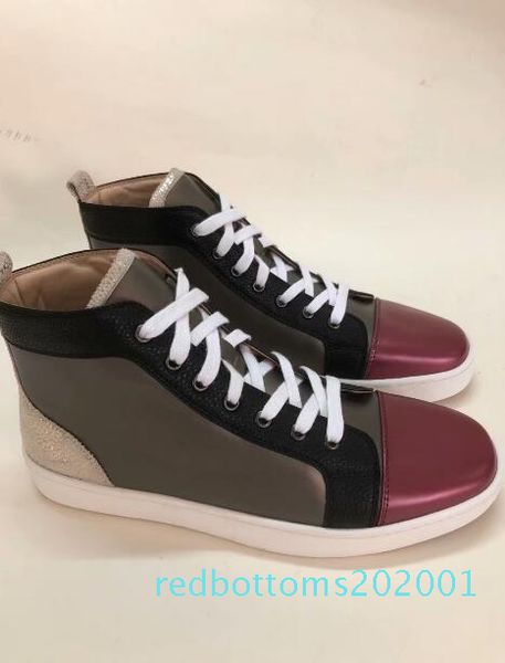 

2019 new designer bottom is red studded spikes flats luxury shoe mens women party lovers genuine leather casual shoes sneakers 35-46l14 r01, Black