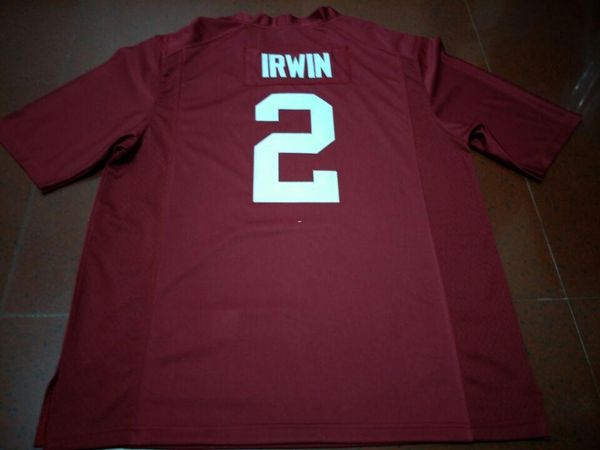

men stanford cardinal #2 trent irwin real full embroidery college jersey size s-4xl or custom any name or number jersey, Black;red