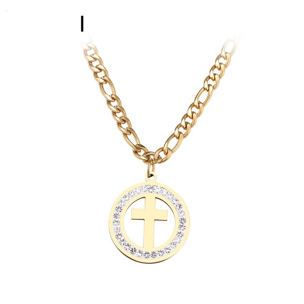 

popular women necklace personality cross round stainless steel clay long chain cool simple necklace jewelry gift female, Silver