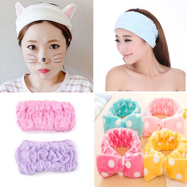 

bath accessory set 1pcs women hair band girl make up wash face head for cosmetic flannelette turban elastic headband spa shower