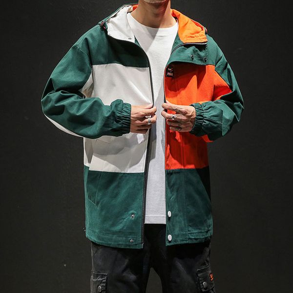 

japapese streetwear autumn jacket men fashion patchwork color windbreaker mens jackets and coats plus size m-5xl korean clothes, Black;brown