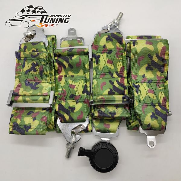 

competition 3" 4 point snap-in jungle camouflage racing sport seat belt safety racing harness with camlock
