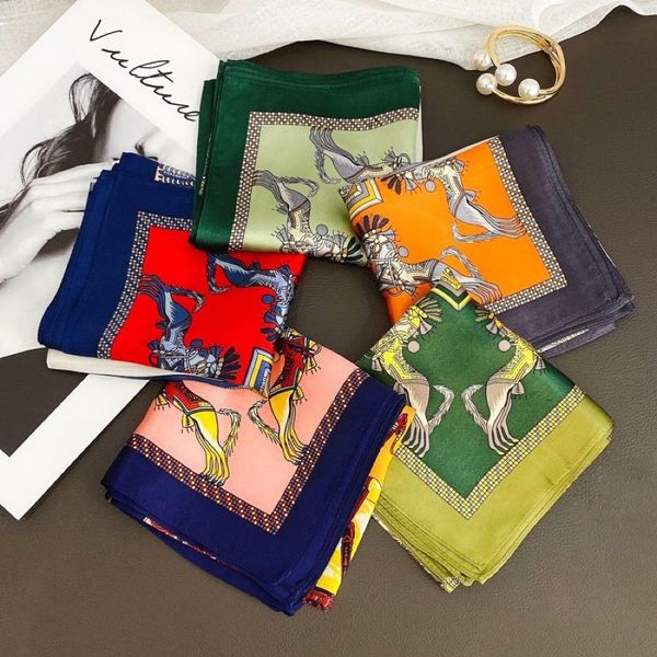 

high-quality r 100% mulberry silk crepe small scarf 50 * 50com spring and summer wild lady ribbon various literary small ribbon s, Blue;gray