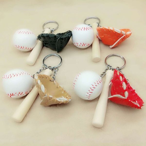 Luvas de Baseball Softball Keychain Bola de beisebol de madeira anel Cadeia Bat Bag Charme Pendant Key GGA1788 Bag Pingentes favor de partido