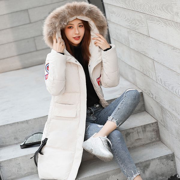 

2019 winter down cotton parka women's waterproof coat embroidery jacket large size loose winter warm thick parka women jacket, Black