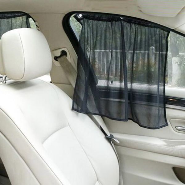 

2pcs car window sunshade gauze web sun shade drape visor adjustable foldable automobile curtain windshield car styling