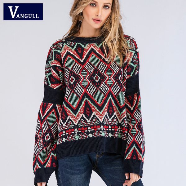 

vangull elastic loose style women sweater and pullovers 2019 new casual soft round neck spring autumn and winter sweaters, White;black
