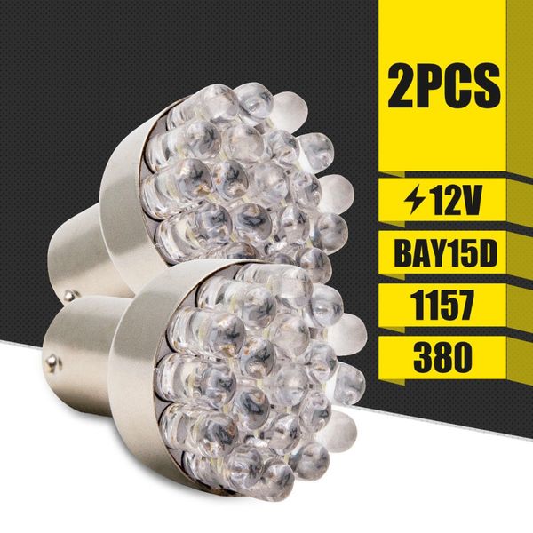 

2pcs bay15d p21w 19 led 1157 brake srear tail white light lamp bulbs 12v