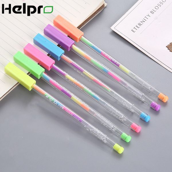 

helpro 1pcs cute rainbow color gel pen high section design painting signature pen school office gift supplies 0.5 mm