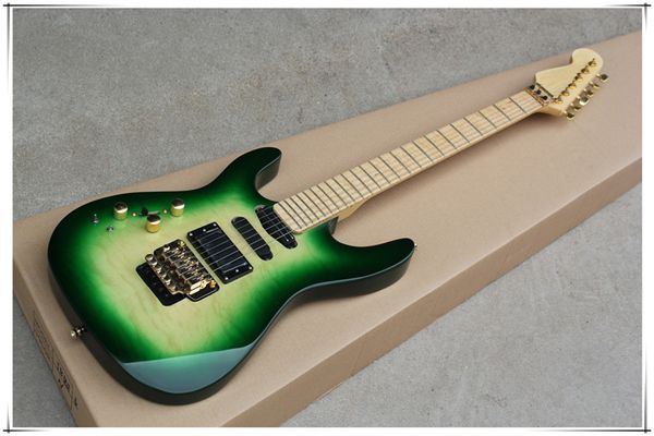 Linkshänder glänzend Green Body E-Gitarre mit Tremolo Bridge, goldene Hardware, Ahorn-Griffbrett, kann angepasst werden