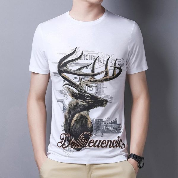 

2020 summer new men's casual handsome young korean wild short-sleeved t-shirt round neck t-shirt men, White;black