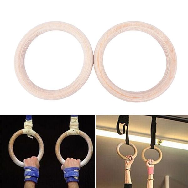 

2pcs wooden exercise fitness gymnastic rings gym exercise pull ups muscle ups 28cm