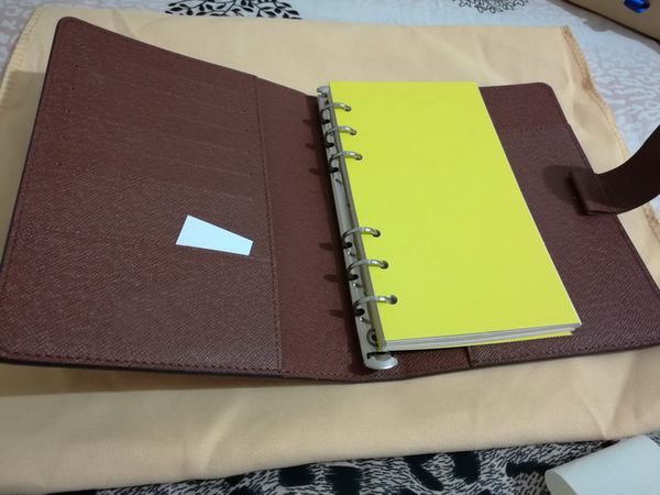 

Famou brand agenda note book cover leather diary leather with du tbag and box card note book tyle ilver gold ring