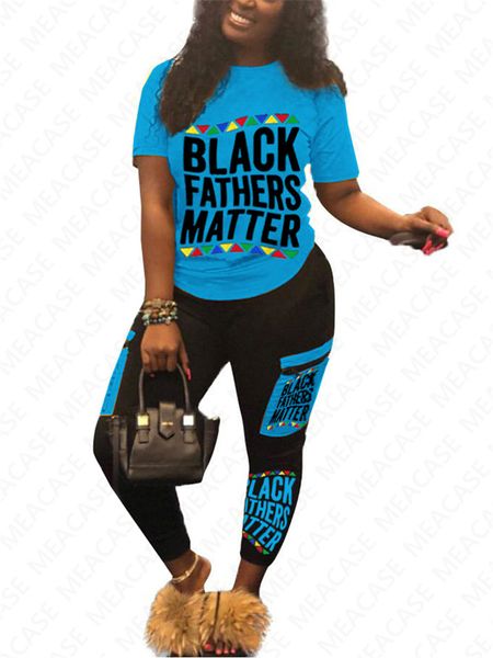

women black fathers matter tracksuit designer letters pullover t-shirt + patchwork pants trousers sportwear 2 piece clothing outfits d7105, Gray