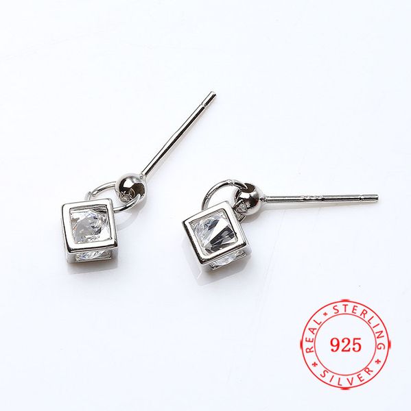 

925 sterling silver hollow earrings geometry cube earring s925 jewelry for women girl party birthday gift ing, Golden;silver