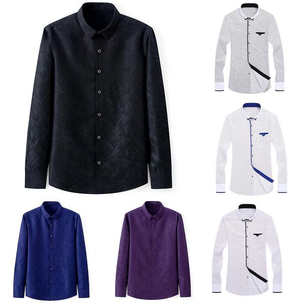 

spring business shirts men plus size long sleeve shirts turn down collar shirt slimmed fit men's male top, White;black
