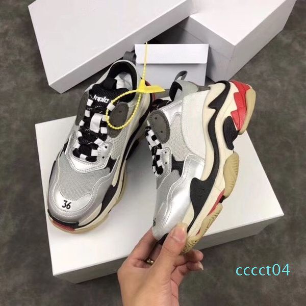 

light grey luxury triple s designer low make old sneaker combination soles mens womens shoes sports casual shoe chaussures 4ct, Black