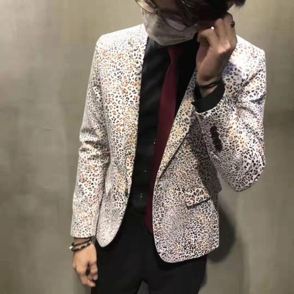

весна леопарда один костюм корейский приталенный fit ночной прическа отдел повседневная цветок часы мода мужчины костюм blazer мужчина для, White;black