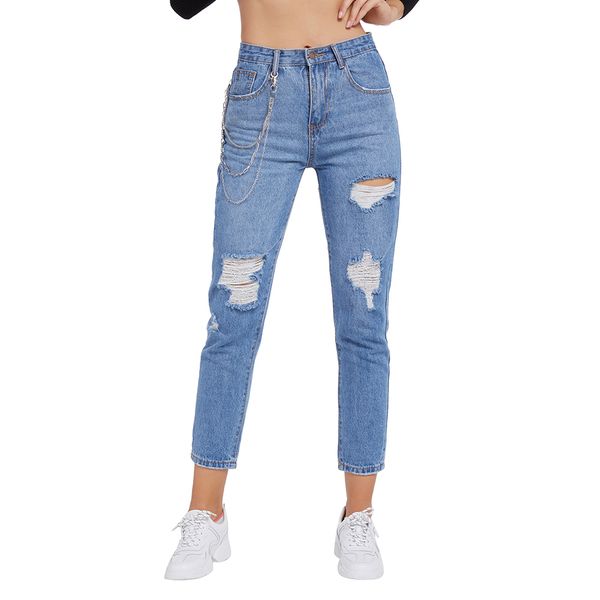 

no-sports slim hole cropped jeans, Blue