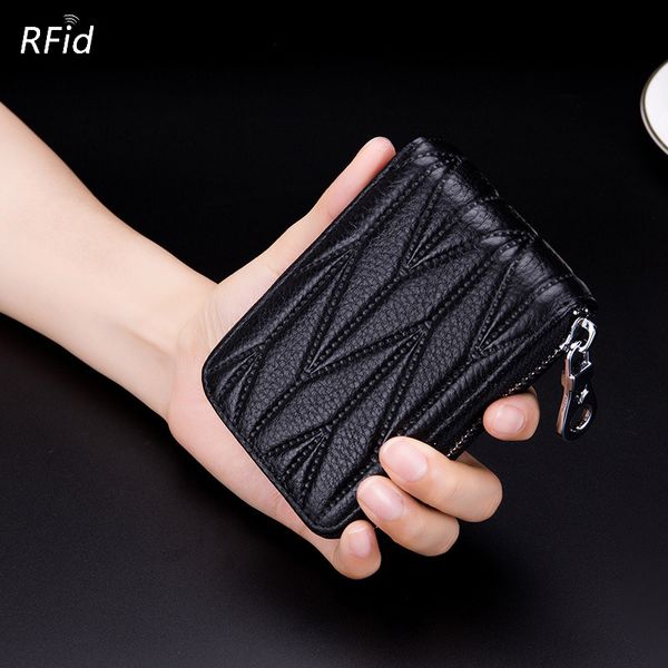 

2019 new style genuine leather credit card holders rfid wallet business bank card case cardholder card & id holders porte carte, Brown;gray