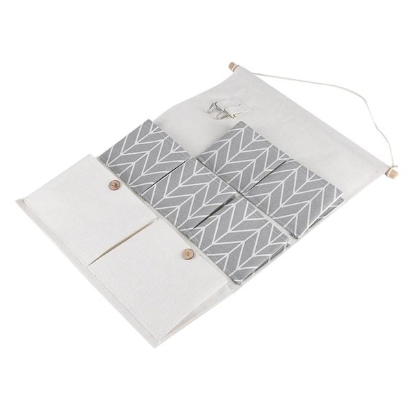 

7 pockets cotton linen wall hanging storage bags door pouch bedroom wall hanging home office organizer