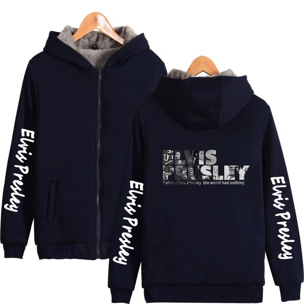

elvis presley rock singer printing 3d thickened zipper hoodie fashion trend hoodie sweatshirt casual zipper sweatshirt, Black