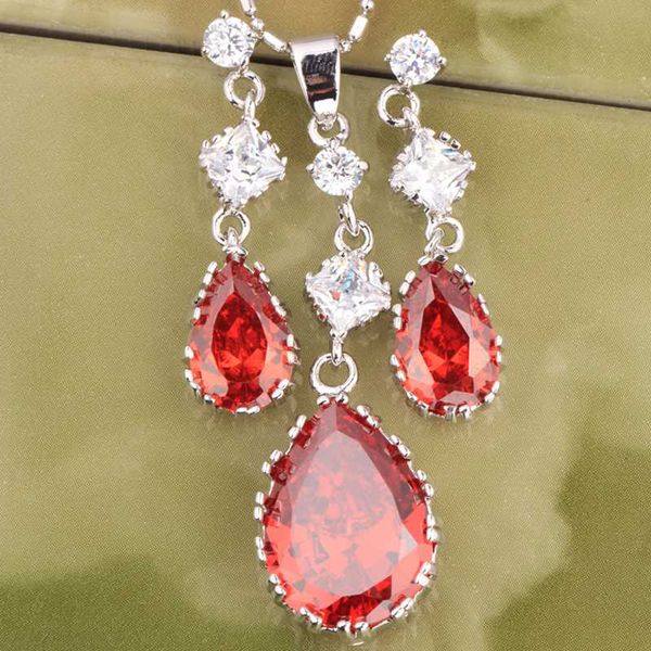 

drop 4 color options champagne morganite zircon 925 sterling silver jewelry set earring pendant necklace s8143