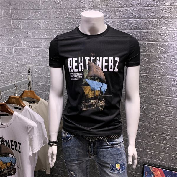 

summer new men's short sleeve t-shirt sports casual half sleeve cotton bottomed t-shirt men's t-shirt, White;black