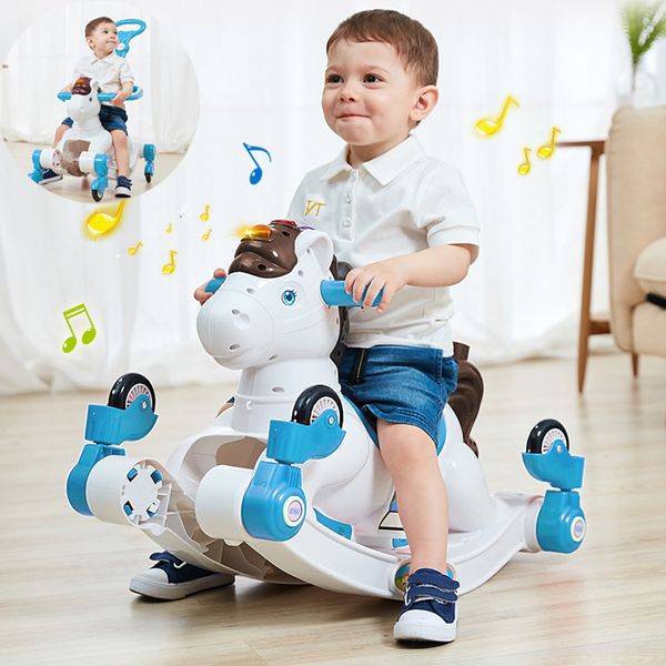 

3 in1 multifunction baby rocking horse chair children ride on toys car baby birthday gifts newborn push trolley with music