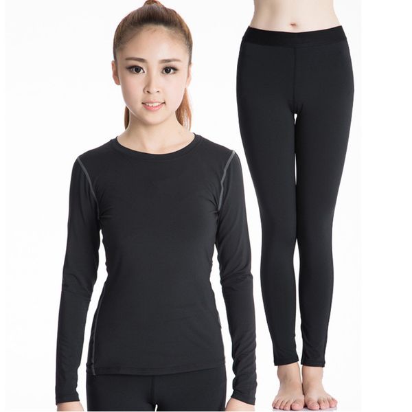 

2019 new autumn winter thermal underwear women quick dry elastic compression female warm long johns casual thermo underwear set, Black;pink