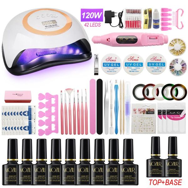 

nail set 120w led lamp for manicure 4/8/12pcs gel nail polish to choose acrylic kit art dryer machine tool