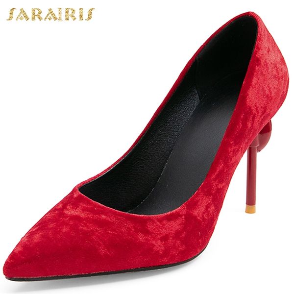 

sarairis thin high heels large size 45 women's shoes woman slip on pointed toe pumps female, Black