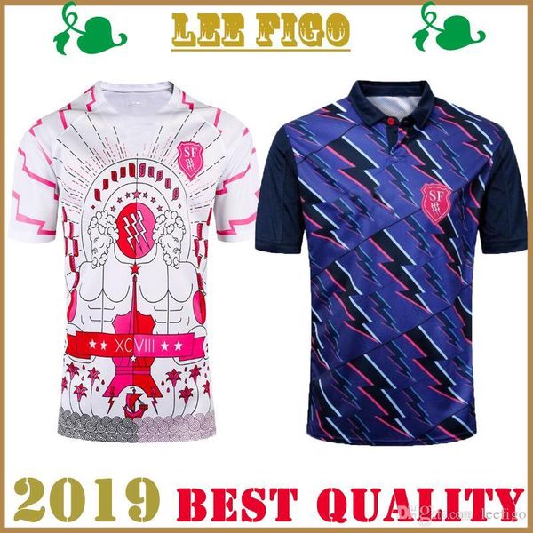 

2019 stade francais home rugby jersey national rugby league 17-19 stade francais paris royal jerseys size s-3xl, Black;gray