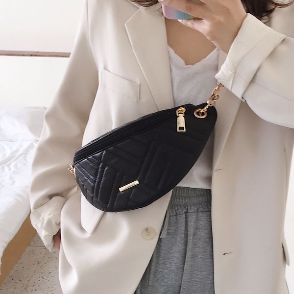 

small simple waist packs for women 2020 summer chest bags female fashion phone purses chain white travel belt bag #40