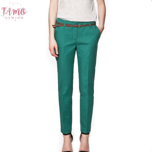 

карандаш повседневные брюки женщины осень весна лето pantalon femme манжетами офис леди костюм брюки женские брюки, Black;white