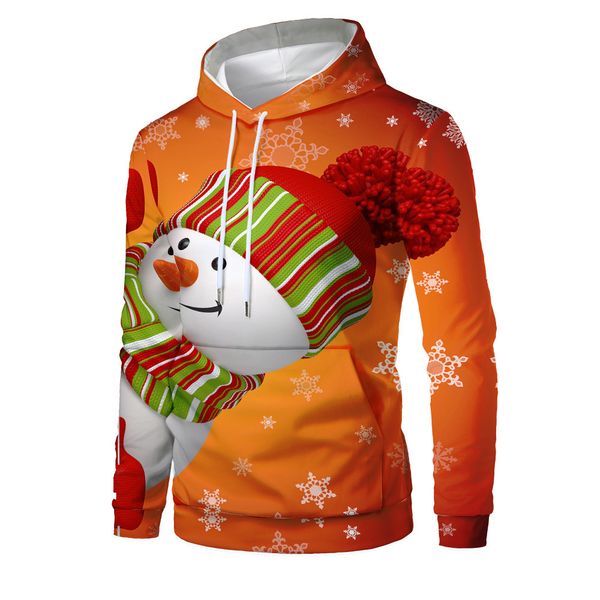 

mens designer red snowman 3d digital printing hoodie, Black