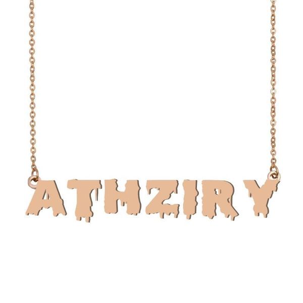 

athziry name necklace women cool bloody art nameplate charms halloween and santa's day jewelry gift for kids boys girls, Silver