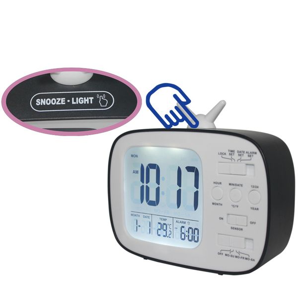 

lcd digital desk alarm clock bedroom bedside snooze wake up light digital clock thermometer
