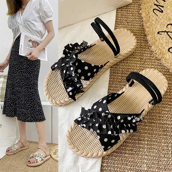 

female shoes slippers casual low lady summer woman slides 2020 girl beach flat soft scandals rubber cotton fabric, Black