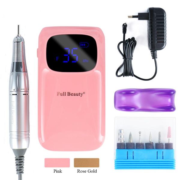 

35000rpm electric manicure drilling machine set nails milling cutter drill bit nail file kit rechargable polishing tools jius806