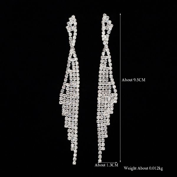 

exaggeration earring luxurious rhinestone long fund eardrop woman earrings, Golden