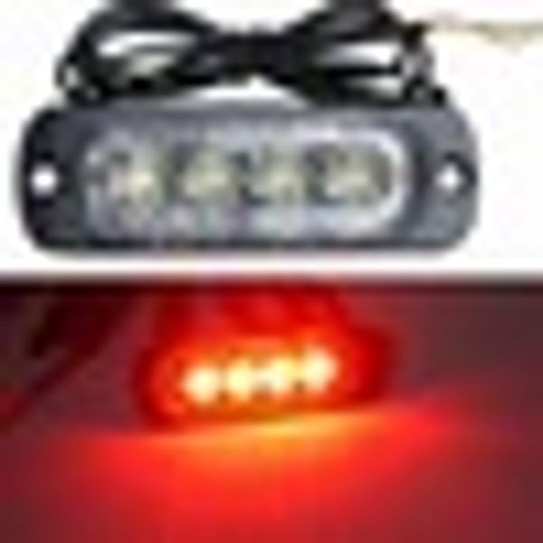 

12v - 24v 4 led strobe warning light strobe grille flashing lightbar truck car beacon lamp amber red traffic light