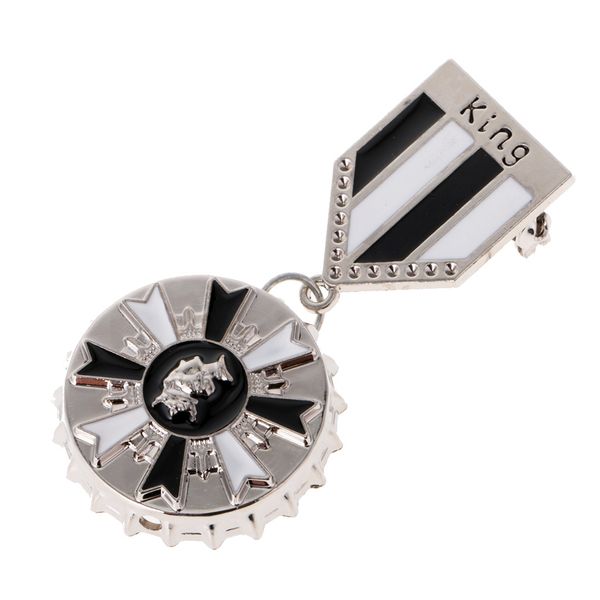 

uniform medal king brooch streampunk gothic brooches badge pin uk style royal medal pin corsage, Gray