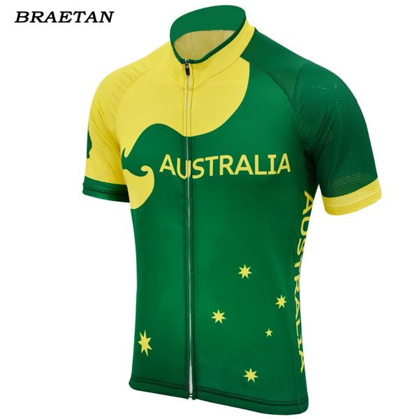 

australia cycling jersey summer short sleeve yellow green jersey road cycling clothing black maillot braetan, Black;red