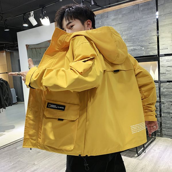 

men's coat 2019 spring and autumn new style korean-style trend tooling jacket men's wear loose casual popular brand on clothes, Black;brown